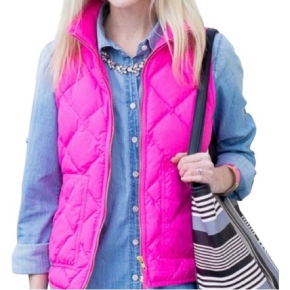 J Crew pink quilted vest. Size small.